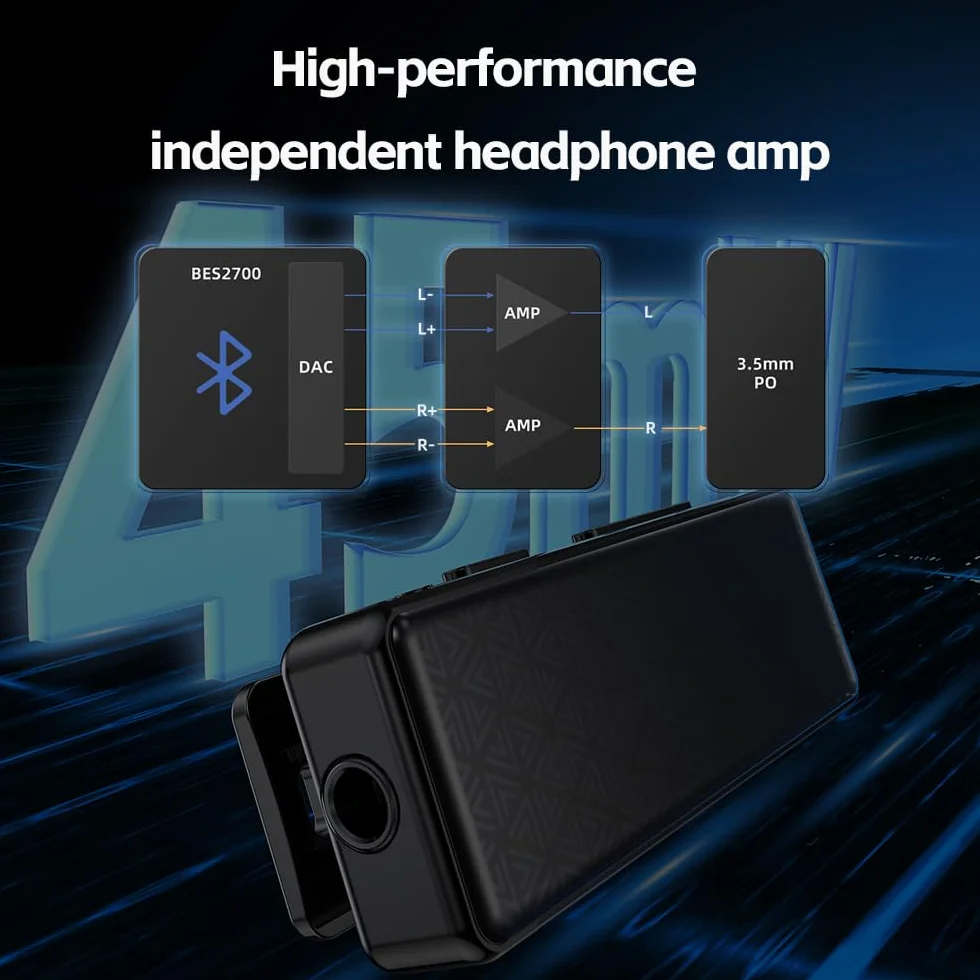 FiiO Ricevitore Bluetooth 5.3 BTR11 LDAC 3,5 mm Wireless Audio Amplificatore Cuffie Adattatore (nero)