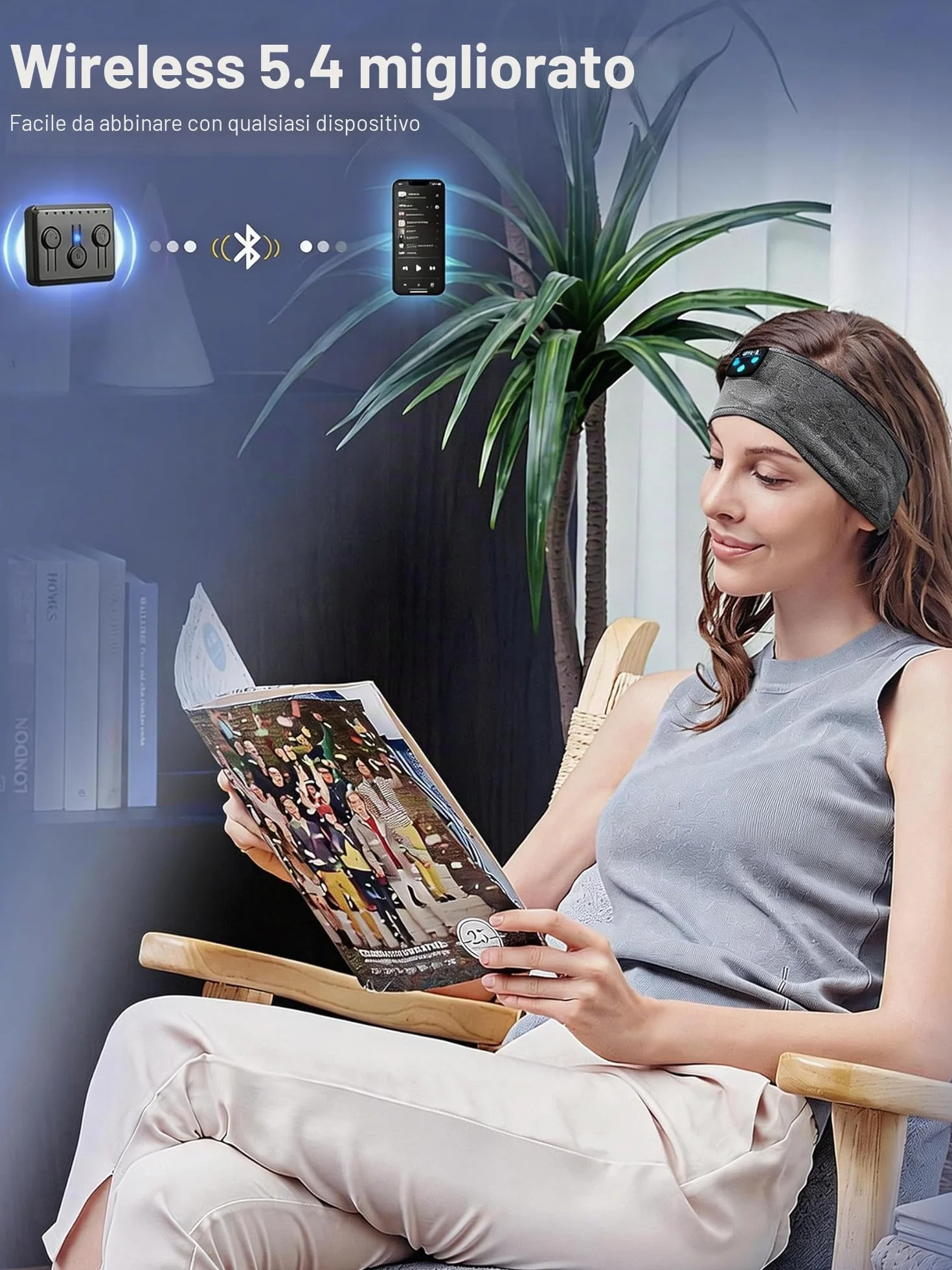 Navly Cuffie Bluetooth V5.4 con fascia per dormire, per dormire, comode cuffie per donne, per dormire e rilassarsi, idea regalo per donne e uomini
