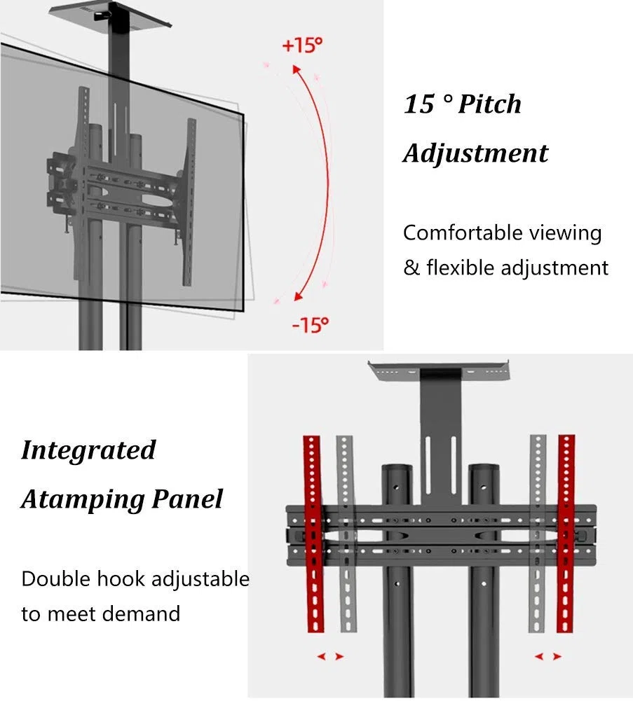 Carrello TV Resistente con ripiano portaoggetti - Supporto TV Mobile con Ruote per TV a Schermo Piatto da 32-70 Pollici, per uffici, Case, scuole