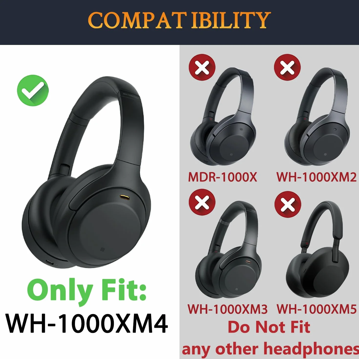 SOULWIT Cuscinetti Auricolari di ricambio per Sony WH-1000XM4 (WH1000XM4), Padiglioni con schiuma antirumore, spessore aggiunto, senza influire sul sensore - Nero