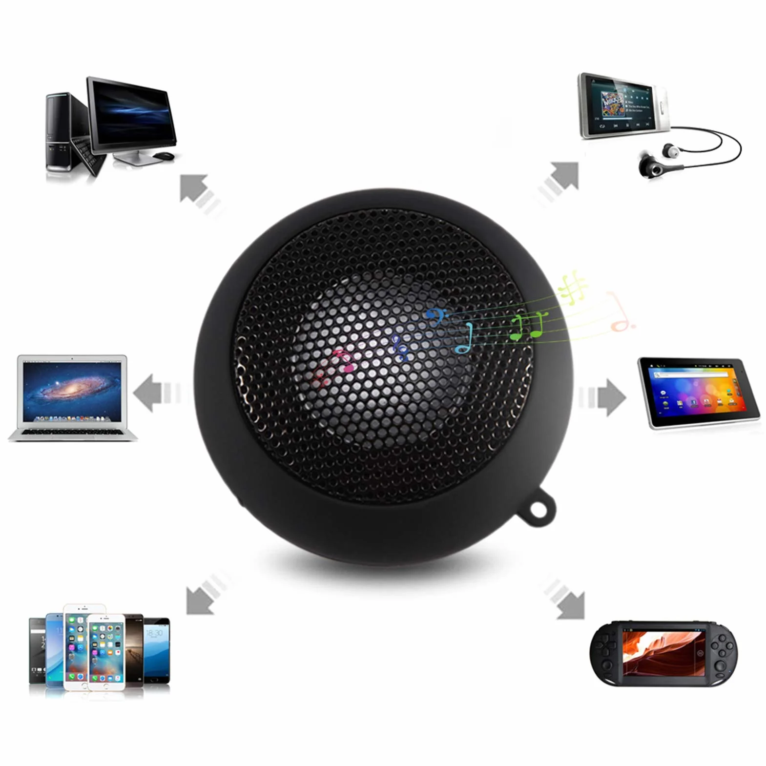 Mini Altoparlante Portatile con Interfaccia Audio AUX da 3 ayl mini speaker 5 Mm, Batteria Ricaricabile Integrata, Design del Foro del Dotato di Cavo di Przenośne głośniki przewodowe