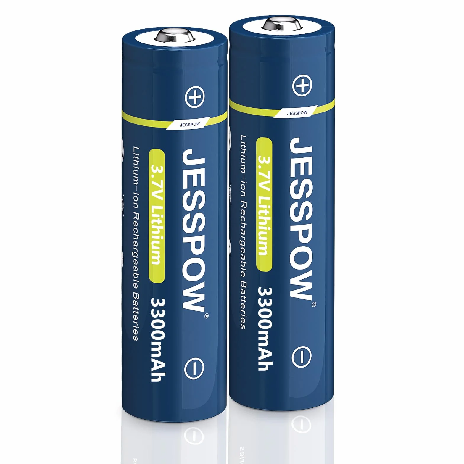 Batteria ricaricabile da 3,7V, batterie a bottone da 3300mAh ad alta potenza a lunga durata per torcia frontale, torcia LED (confezione da 2, 18 x 65mm)