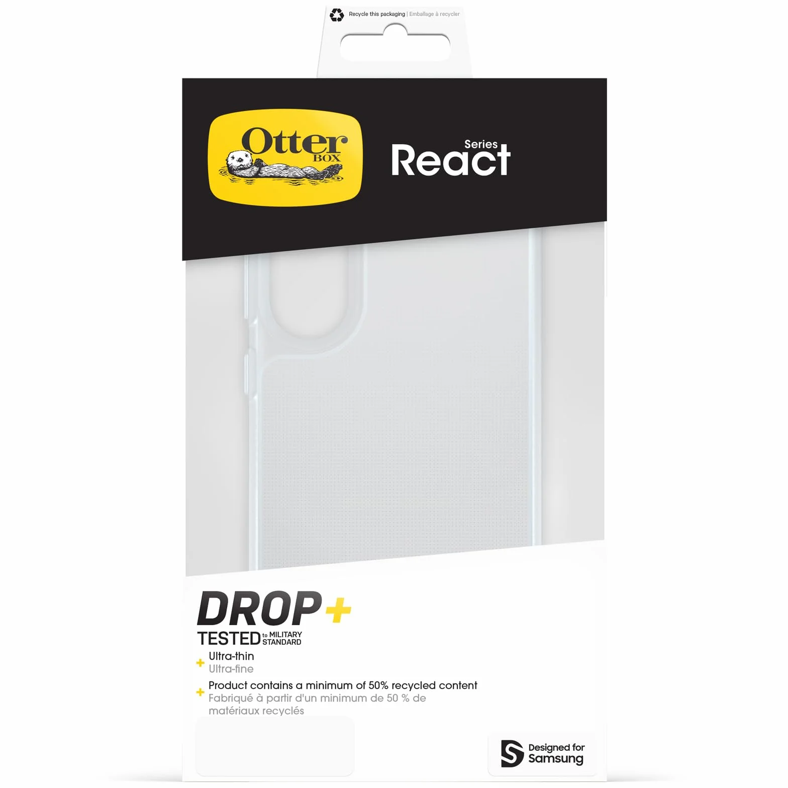 OtterBox Cover per Samsung Galaxy S25 Edge, React Series, Resistente a Shock e Cadute Fino, Cover Ultrasottile, Testata a Norme Mil-Std 810G, Transparente