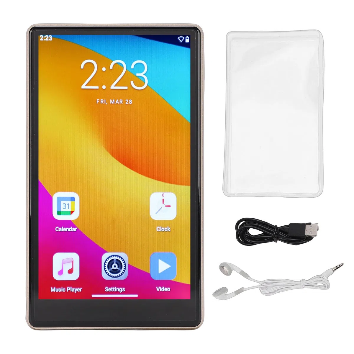 ANGGREK Lettore MP3 con Schermo Touch, Lettore Musicale con Display HD da 5,0 Pollici, 4GB RAM, 64GB, Bluetooth 5.0, WiFi, Radio FM, per Studenti e Viaggiatori, per L’uso di Audiolibri e (GOLD)