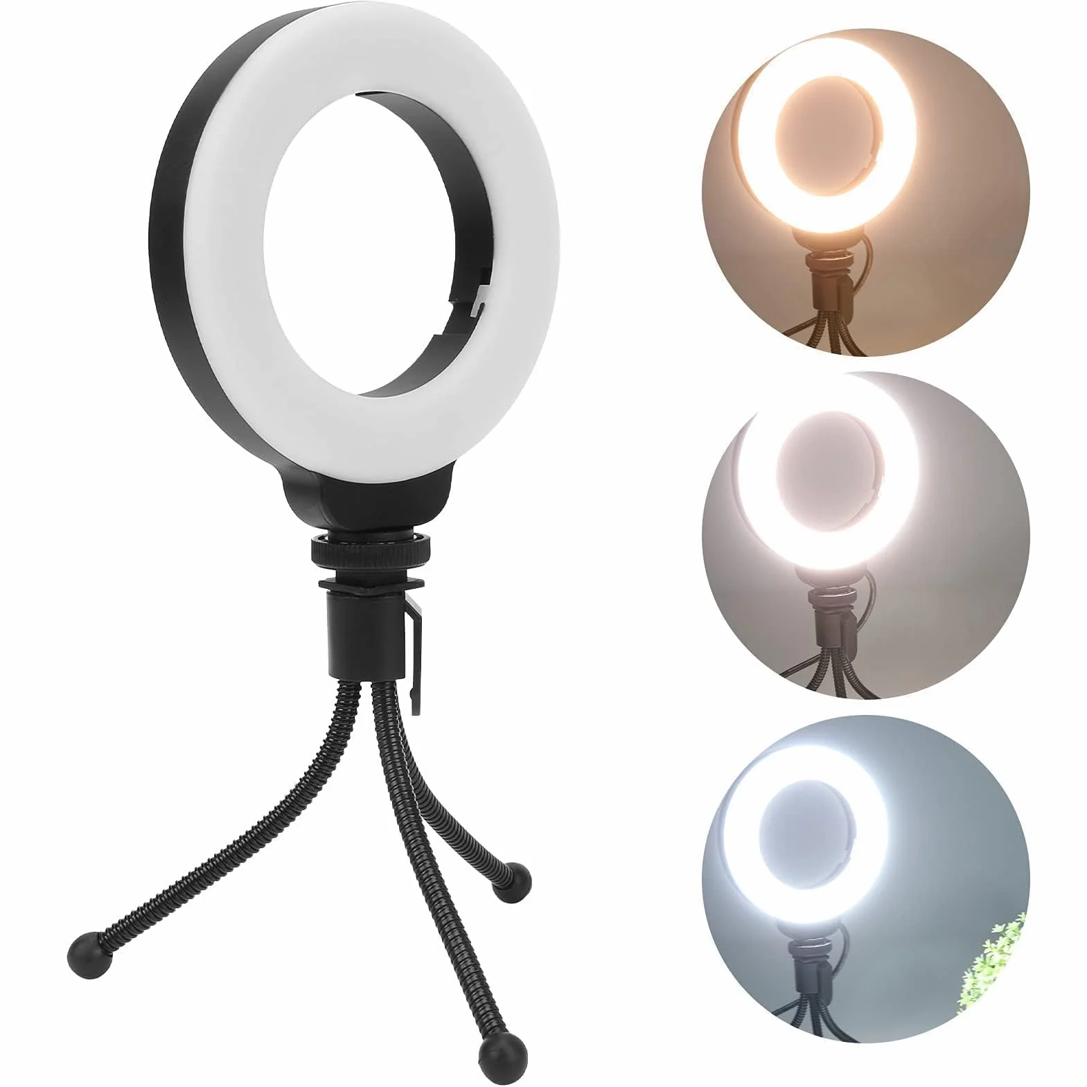 4 Pollici 48led Luce Anulare Con Stativo, Luce per Videoconferenza USB Vlog Fill Lamp Desktop Selfie Ring Light Con Treppiede per Trucco/Vlog/Computer/Laptop/Live Streaming/Videochiamata
